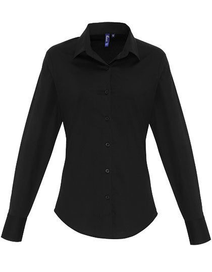 Premier Workwear - Women´s Stretch Fit Poplin Long Sleeve Cotton Shirt