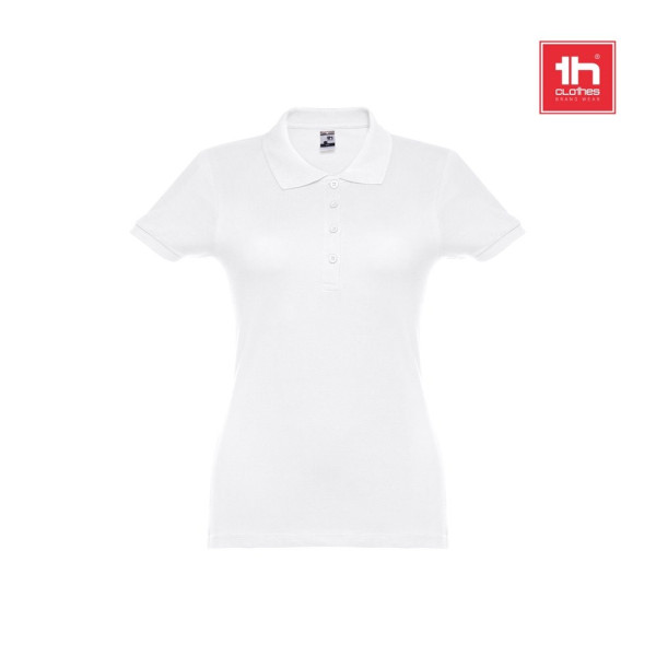 THC EVE WH. Kurzarm-Poloshirt mit Gürtel für Damen aus kardierter Baumwolle