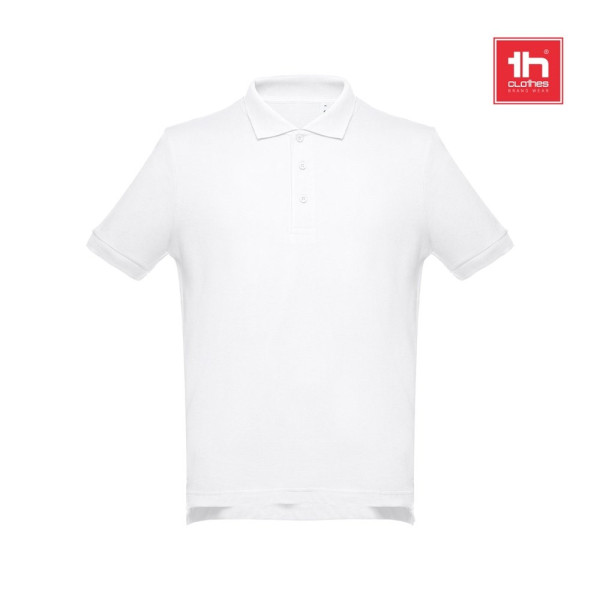 THC ADAM WH. Kurzärmeliges Poloshirt aus Baumwolle für Herren. Weiße Farbe