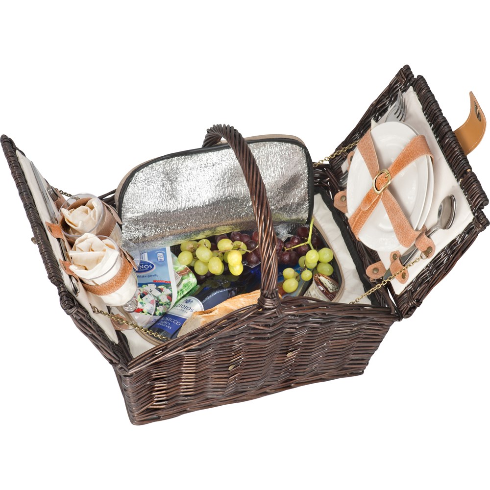 Picknickkoffer aus Weidengeflecht für 2 Personen