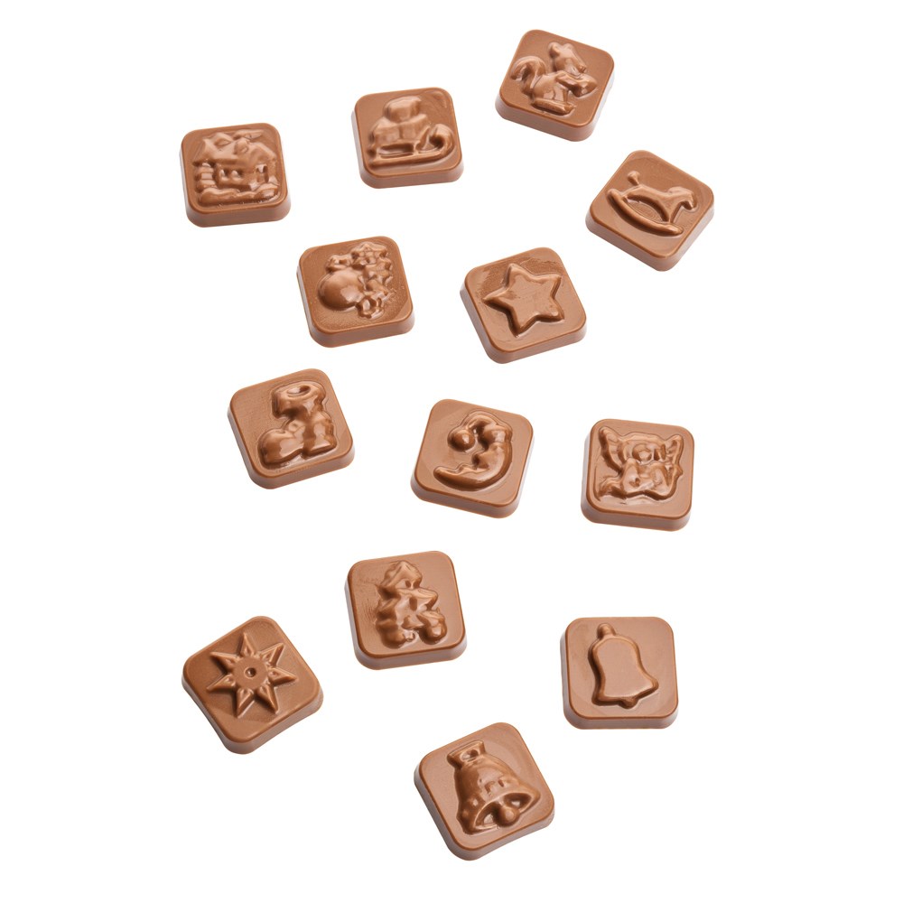 Tisch Adventskalender personalisiert 60 g  ,  Inhalt:  Callebaut Vollmilch Schokolade Kalender
