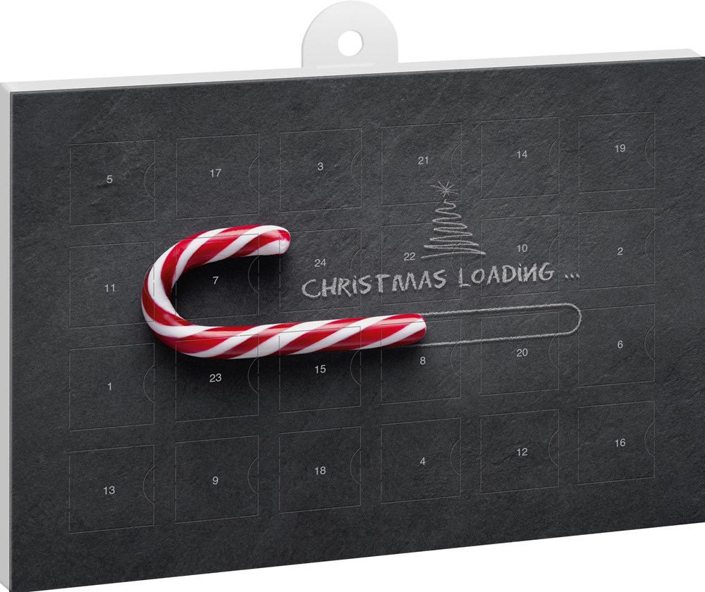 A5-Schoko-Adventskalender mit Werbeeindruck - Christmas Loading Black