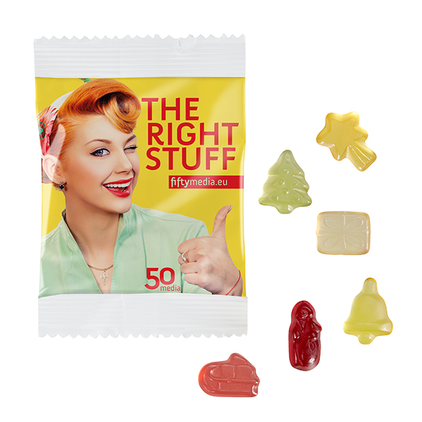 Fruchtgummi STANDARD-Formen 10 g im kompostierbaren Tütchen, Weihnachten