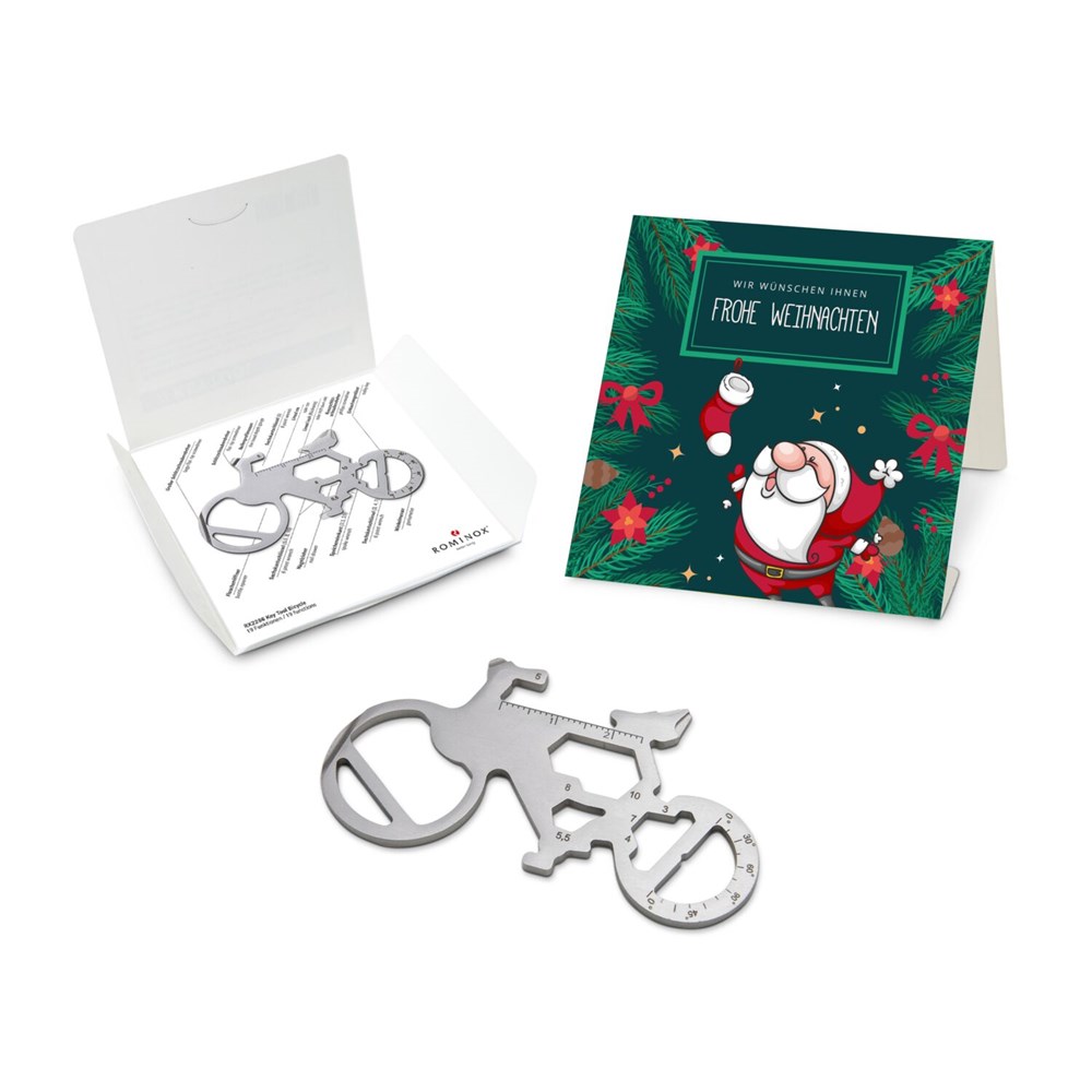 Geschenkartikel: ROMINOX® Key Tool Bicycle / Fahrrad (19 Funktionen) im Motiv-Mäppchen Frohe Weihnachten