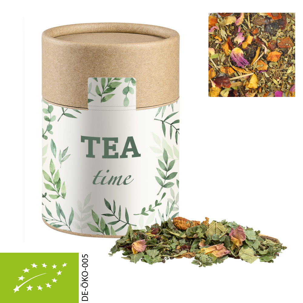 Bio Kräutertee Glücksgefühle, ca. 35g, Kraftpapierdose Midi