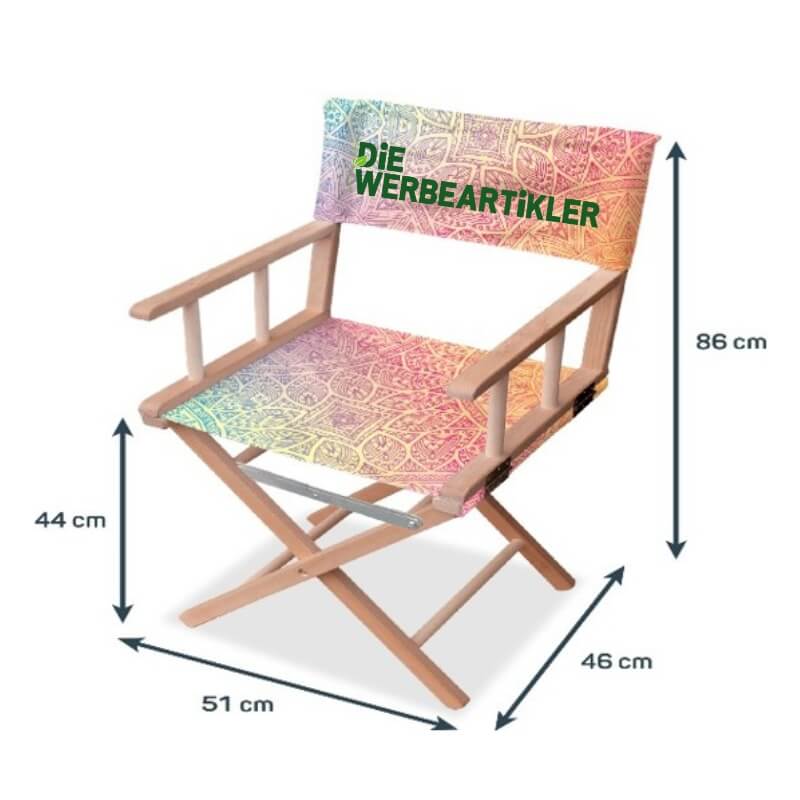 Regiestuhl aus Holz mit Werbedruck